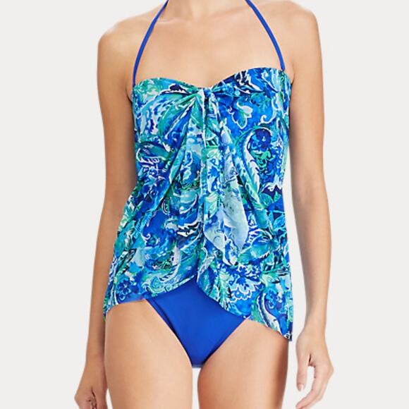 Lauren Ralph Lauren Paisley One-Piece Flyway Swimsuit 10 NWT - Picture 1 of 10